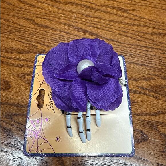 Halloween Skeleton Hand with Purple Rose Hair - Picture 3 of 3